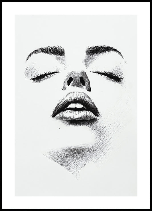 Female Face Fashion Drawing Poster