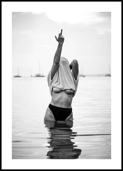 Feminist Middle Finger BW Poster