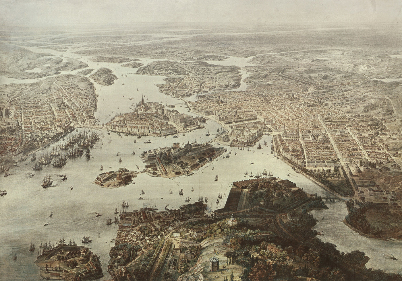 Fogelvue Over Stockholm 1860 Poster