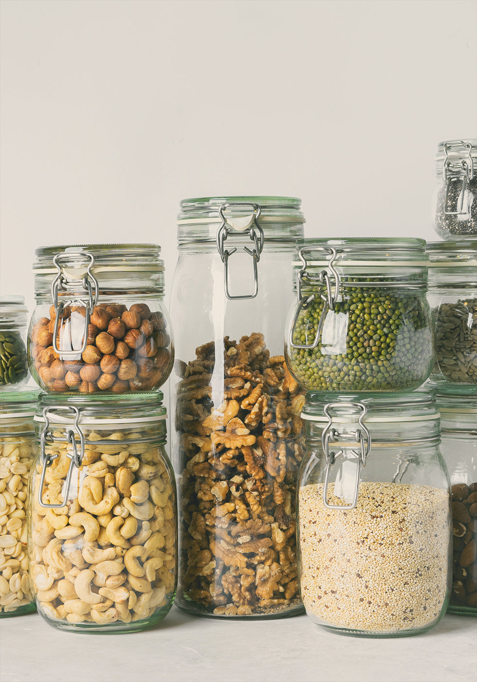 Nut, Seed, and Grain Storage in Glass Jars Poster