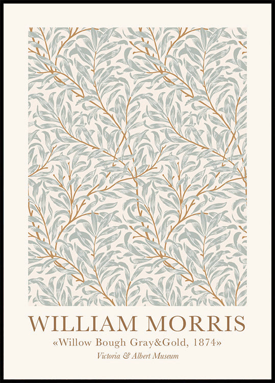 William Morris Willow Bough Gray & Gold  Poster