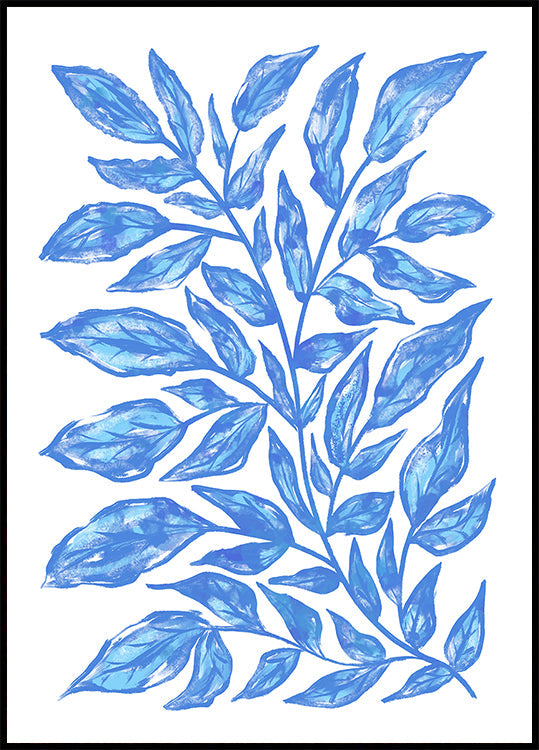 Botanical Illustration Of Blue Leaves  Poster
