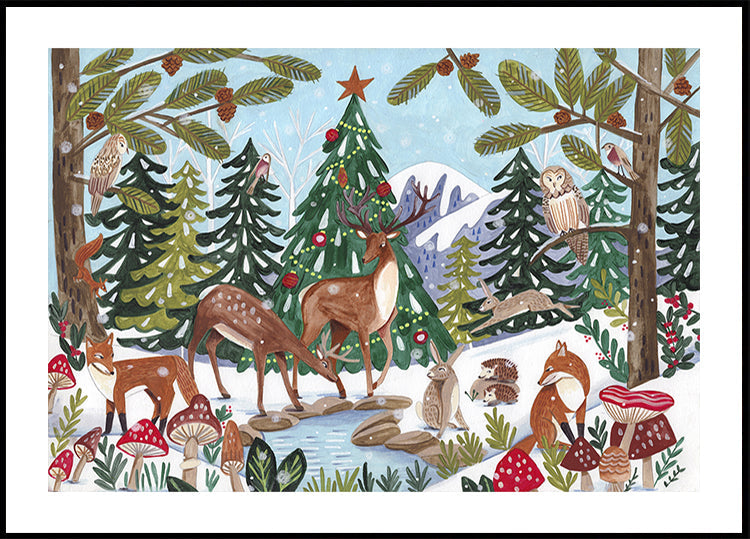 Animal Winter Scene Poster