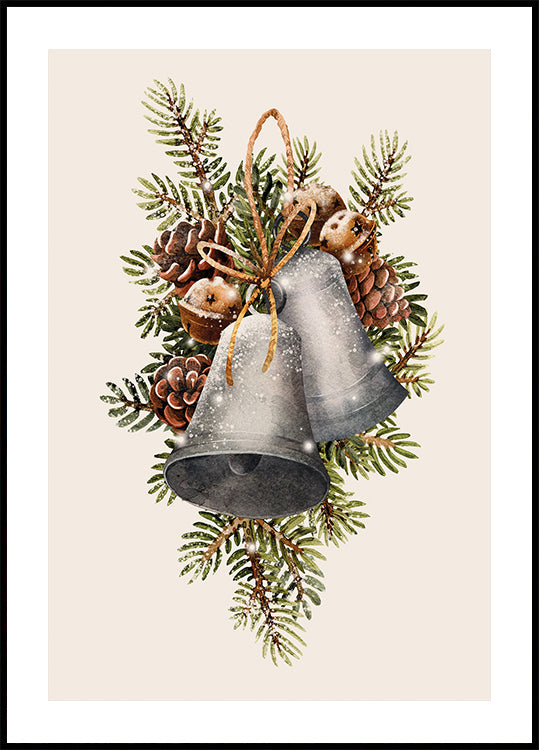 Watercolor Christmas Bells Poster