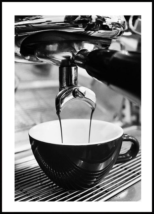 Pouring Espresso Coffee Into a Cup B&W Poster