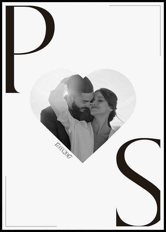 Minimalist Heart Anniversary Date Personalized Poster