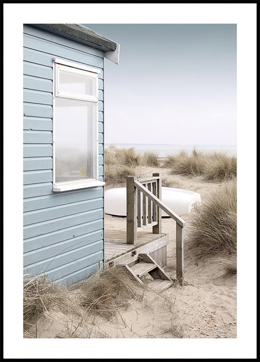 Beach Hut and Boat Poster