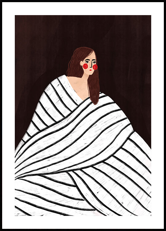 The Woman With Black and White Stripes Poster