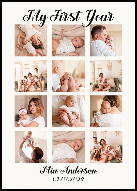 My First Year Personalized Baby Poster