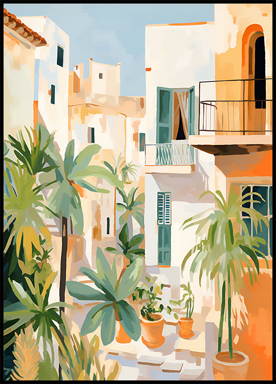 Sunlit Courtyard, Mediterranean terrace Poster