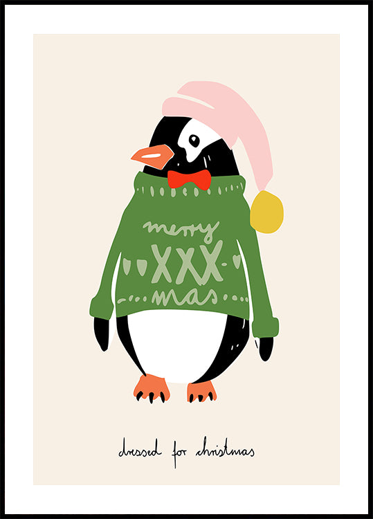 Dressed up for Christmas Festive Penguin Poster