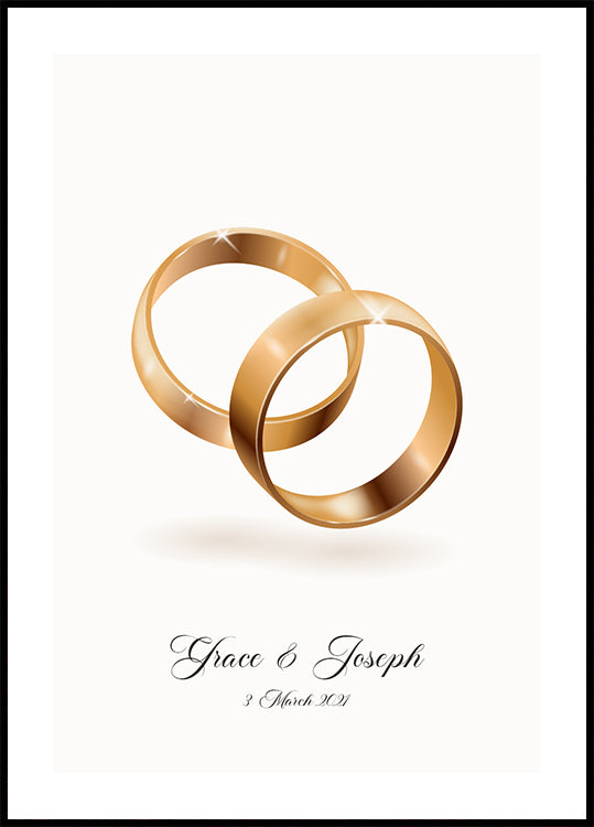 Forever Entwined in Gold, Wedding Ring Personalized Poster