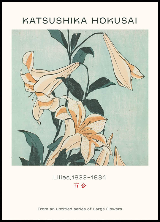 Katsushika Hokusai - Lilies Poster