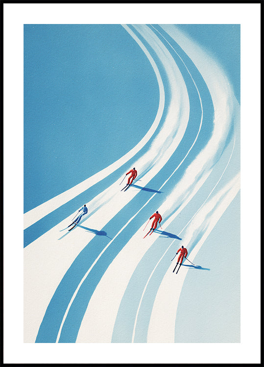 Four Skiers Poster