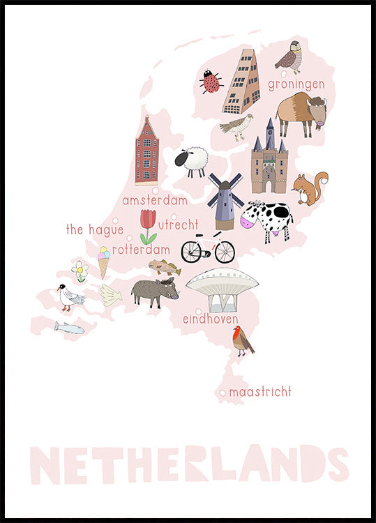 The Netherlands Illustration by Artist Carla Daly Poster