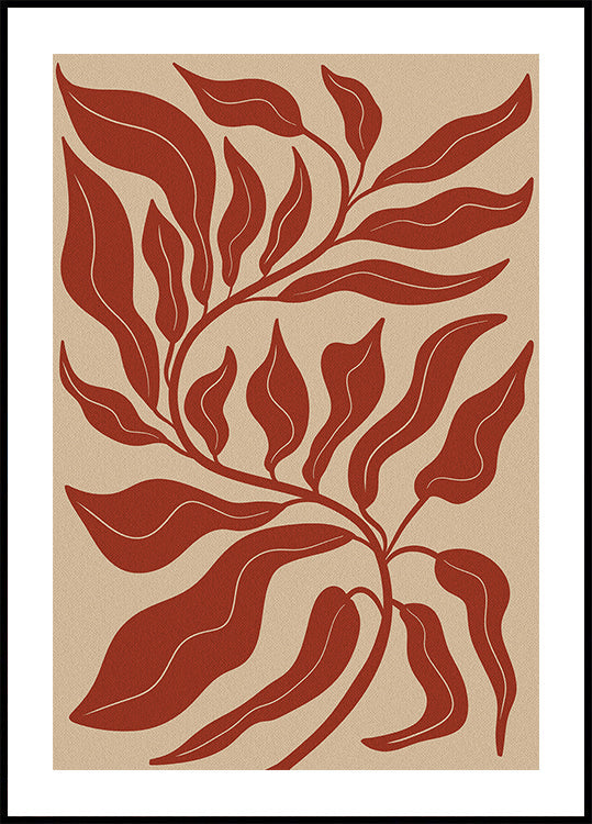 Abstract Red Leaf Poster