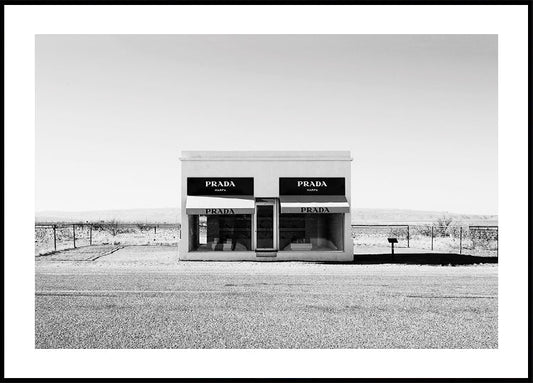 Prada Marfa Texas B&W Poster