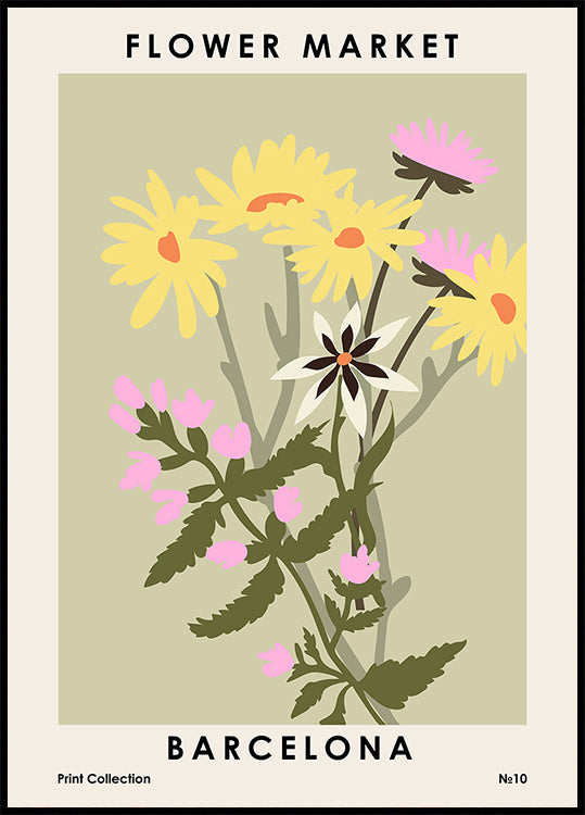 Flower Market Barcelona Poster
