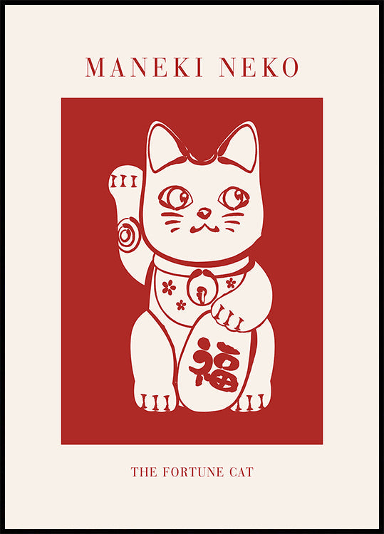 Maneki-Neko Cat Red Poster