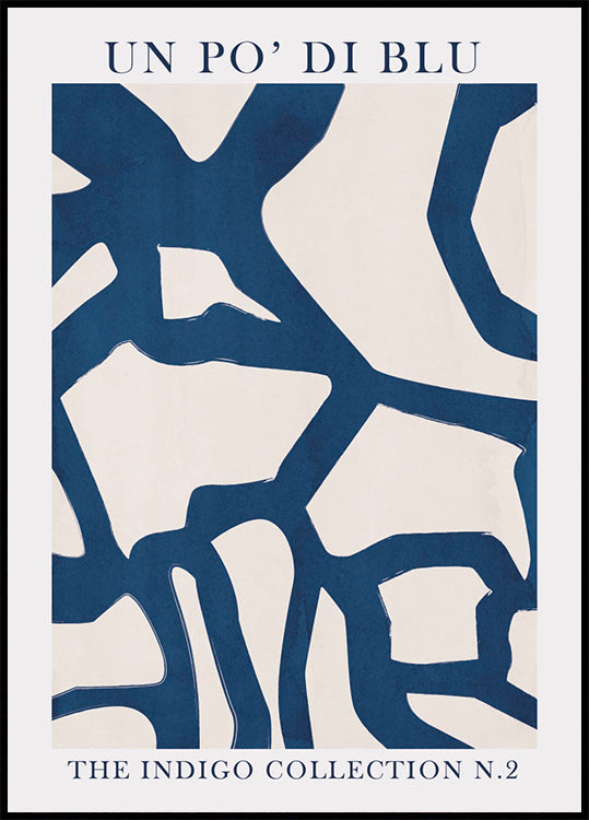 Indigo Flow, Abstract Shapes in Blue and White Poster
