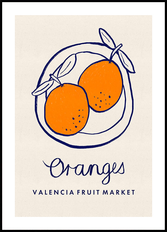 Food Art - Oranges Valencia Fruit Market Poster