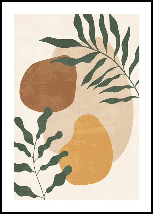 Abstract Shapes and Leaf Poster