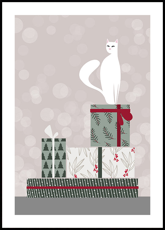 Retro cat and gifts Poster