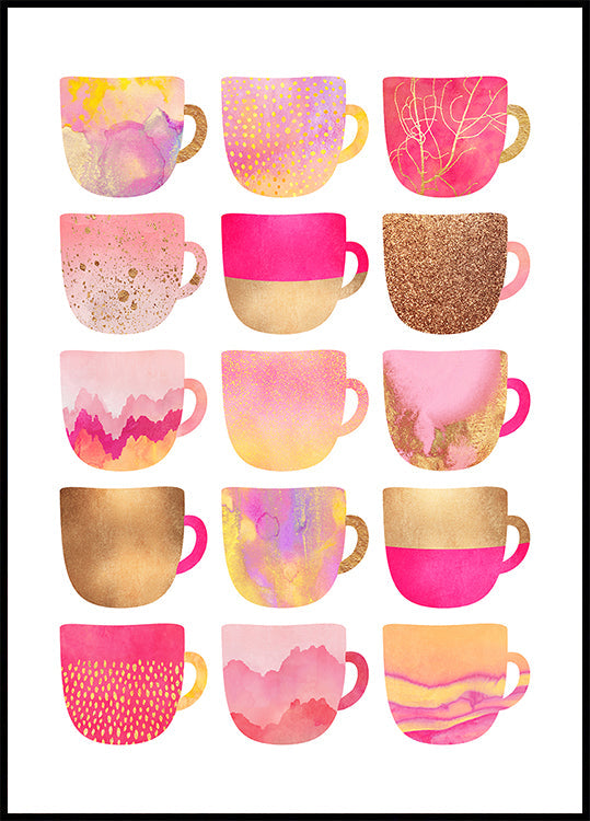 Pretty Pink Coffee Cups Poster