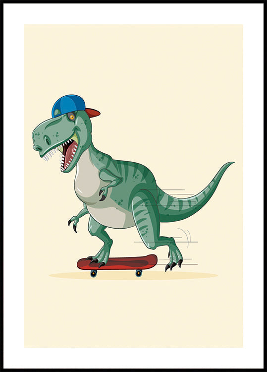 T-Rex Skateboarding Poster