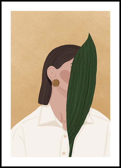 Woman with Leaf Poster