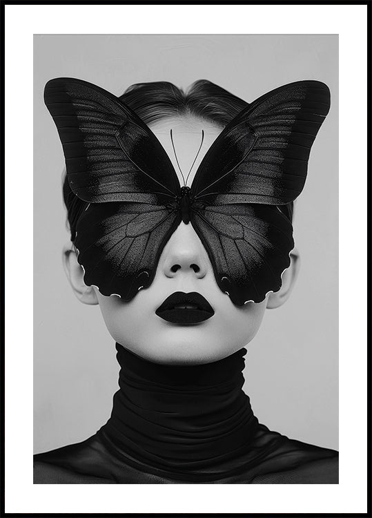 Lady with Black Butterfly Mask Poster