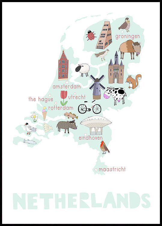 The Netherlands Illustration by Artist Carla Daly Poster