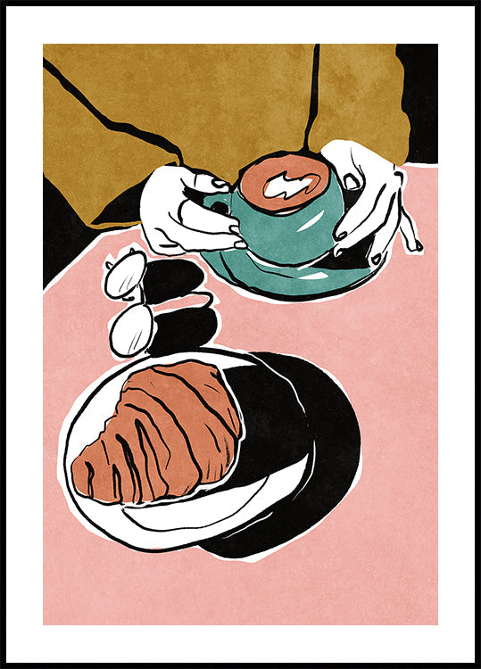 Croissant et café au lait Poster