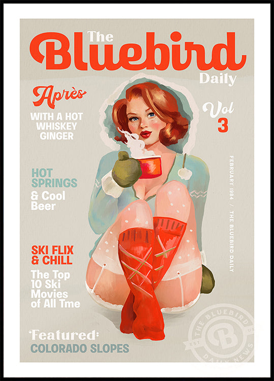 The Bluebird Daily Vintage Pin Up Ski Art Poster