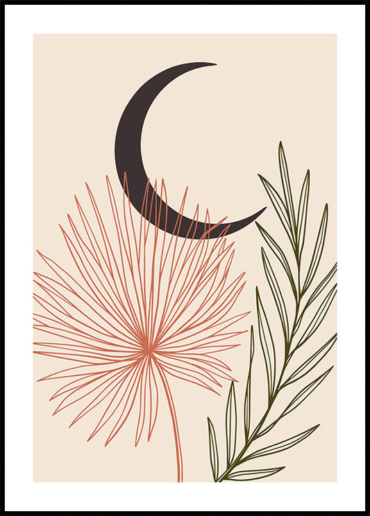 Moon and Flora Design Poster