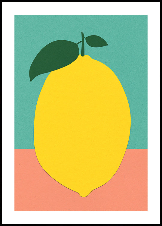 Lemon With Two Leaves Poster