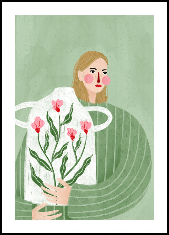 The Woman With Pink Vase Poster