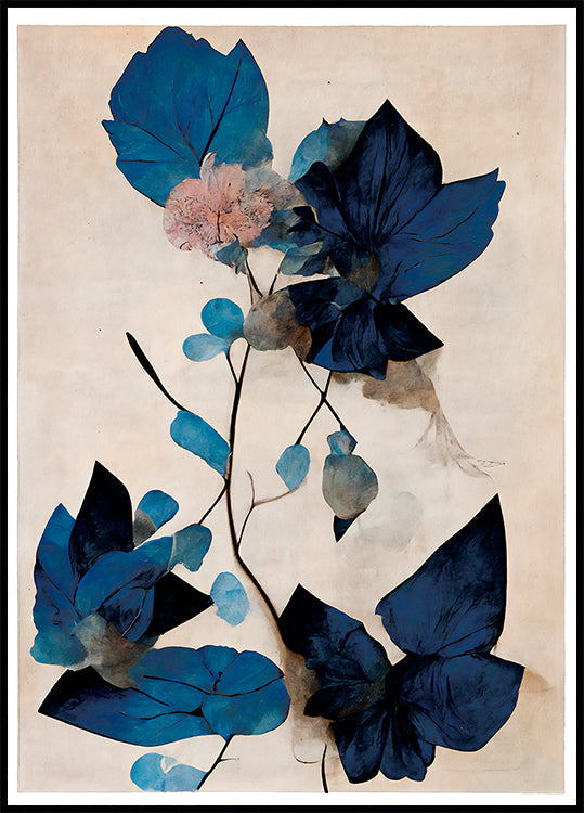 Blue Dry Flowers Poster