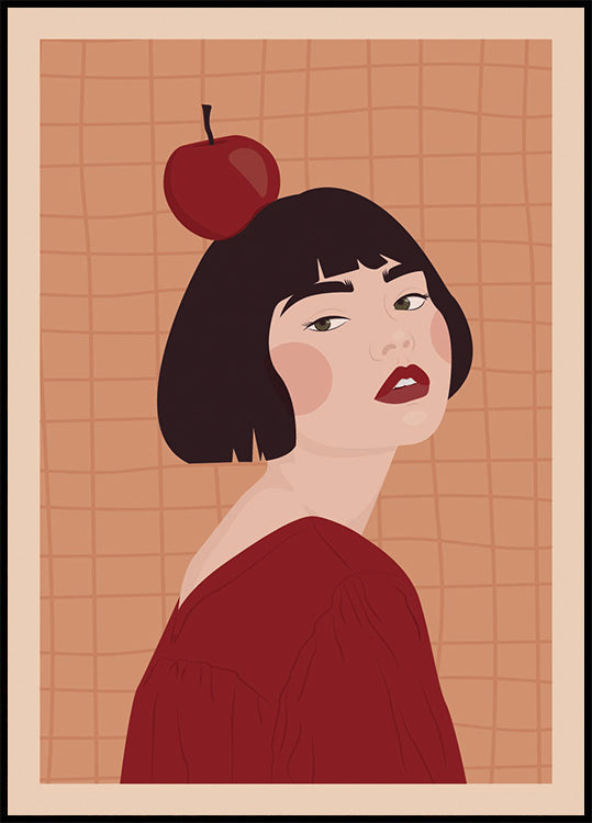 Girl with Apple Poster