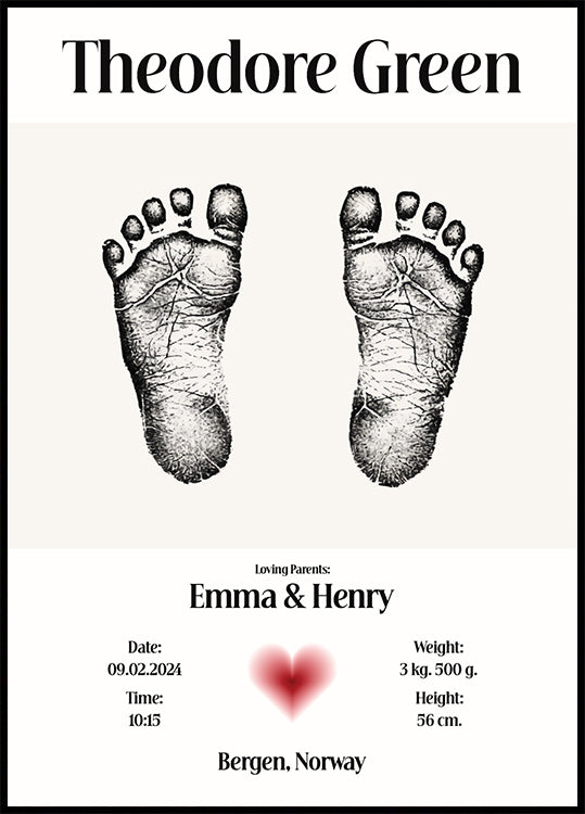 Baby Footprint Personalized Poster