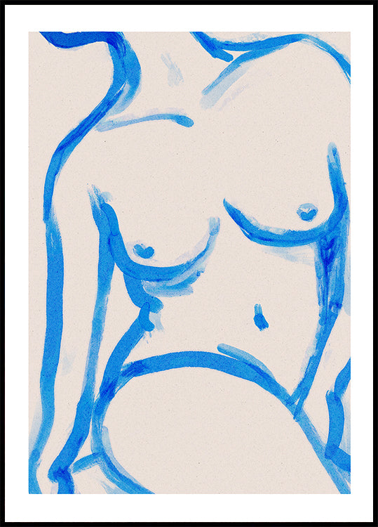Blue Contour Nude Poster