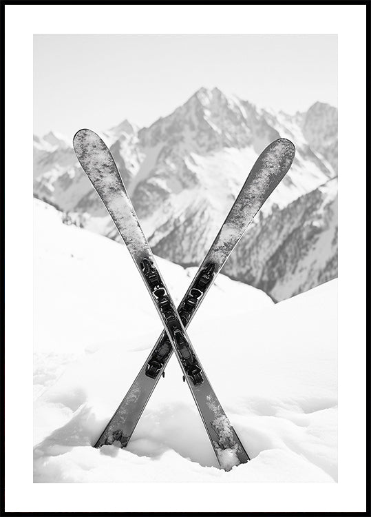 Skies Alps Black and White Poster