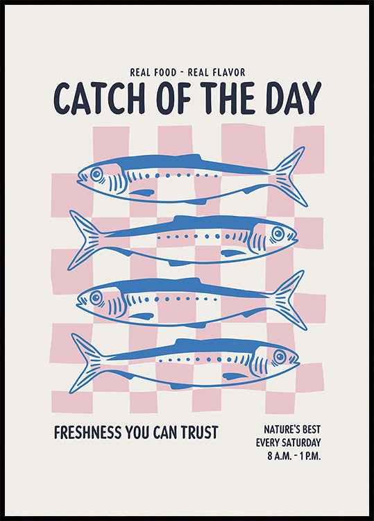 Farmers Market Sardines Blue Poster