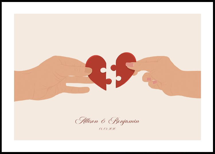 The Missing Piece of Us, Two halves of a Heart Personalized Poster