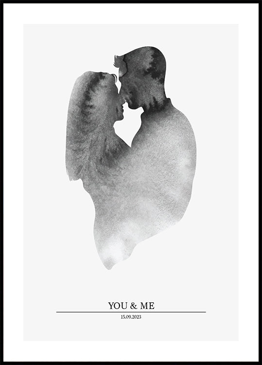 You & Me, romantic watercolor couple Poster