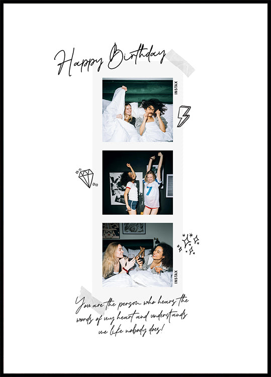 Happy Birthday Personalized Instax Collage Poster