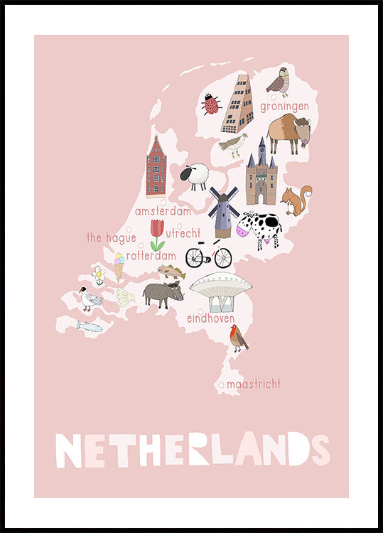 The Netherlands Illustration by Artist Carla Daly Poster