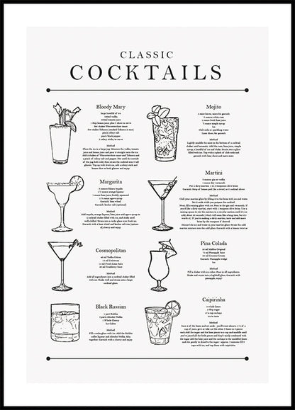 Classic Cocktails Poster