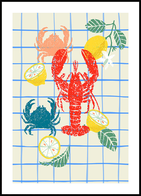 Lobster and lemons Poster