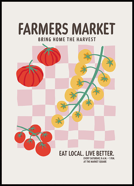 Farmers Market Tomatoes Pink Poster